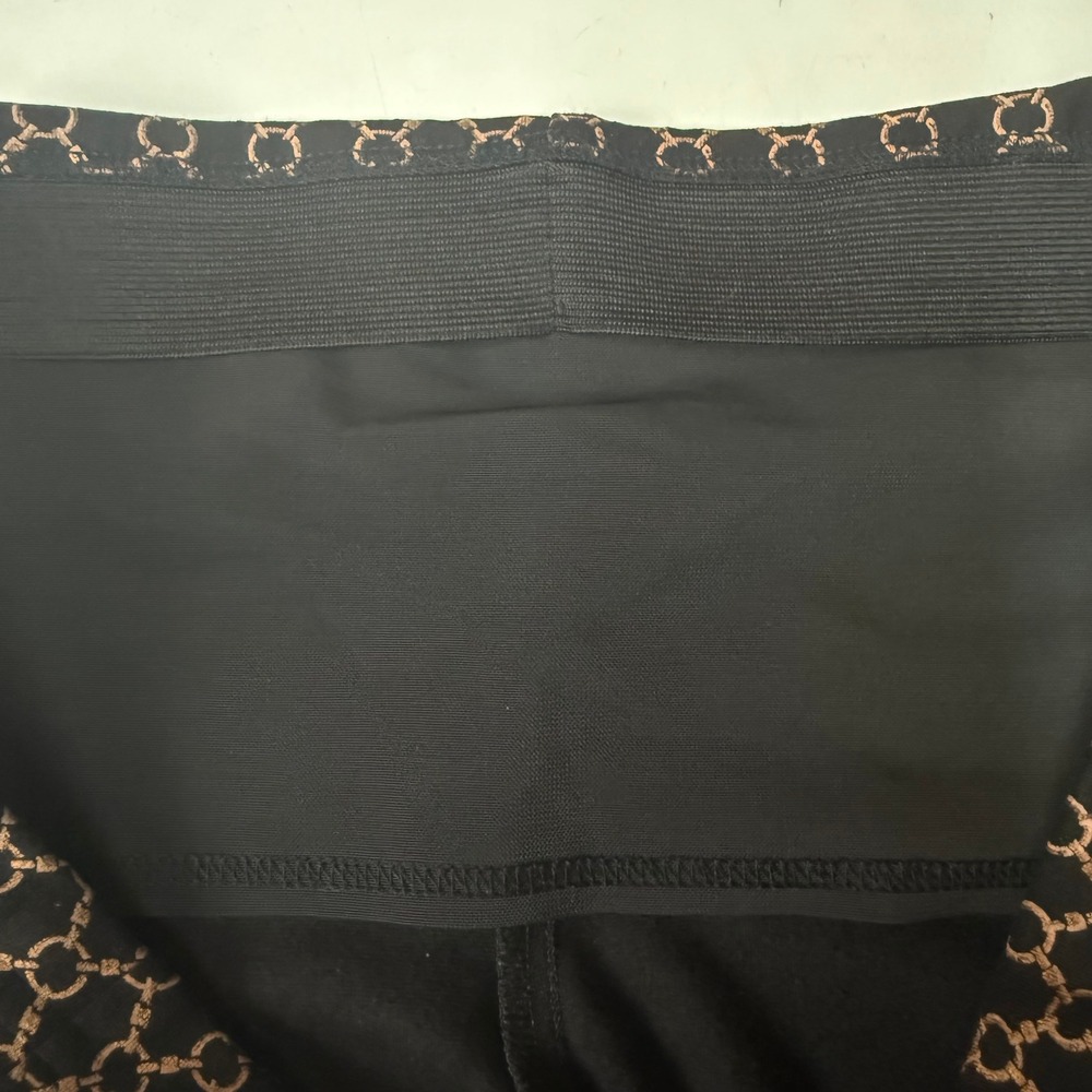 Chicos Pants 3 Women 16 Black Gold Geometric Chain Print Cropped Pull On Stretch - Picture 6 of 15